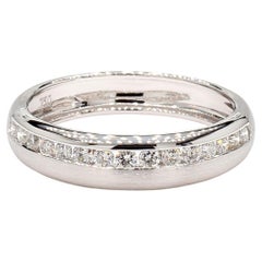 Natural White Round Diamond 0.29 Carat TW White Gold Wedding Band