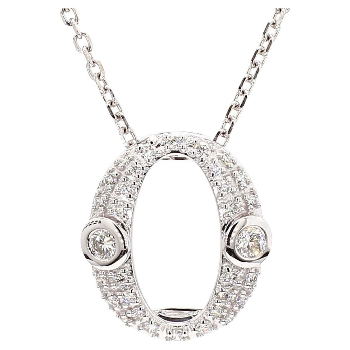 Natural White Round Diamond 0.31 Carat TW White Gold Drop Pendant