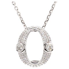 Natural White Round Diamond 0.31 Carat TW White Gold Drop Pendant