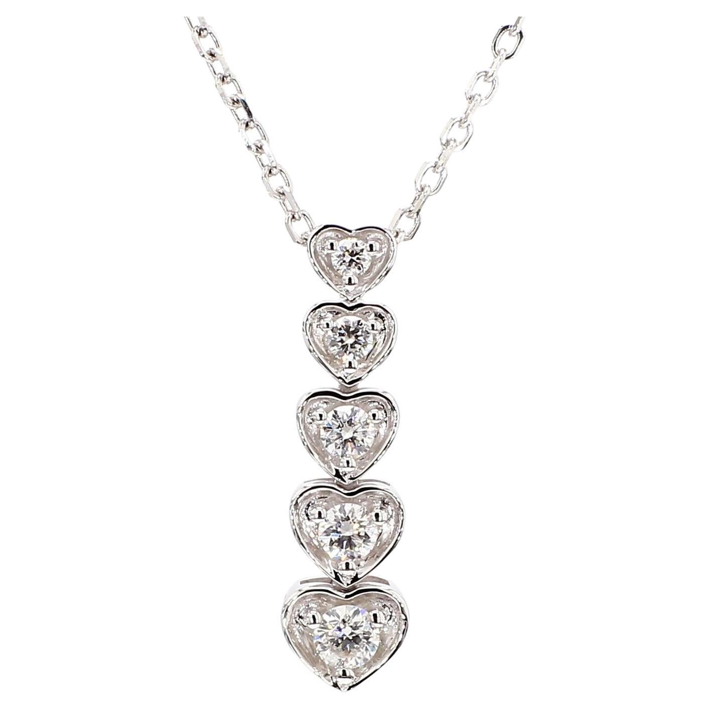 Natural White Round Diamond 0.31 Carat TW White Gold Drop Pendant