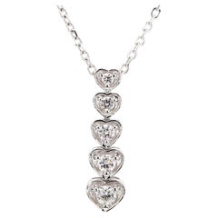 Natural White Round Diamond 0.31 Carat TW White Gold Drop Pendant