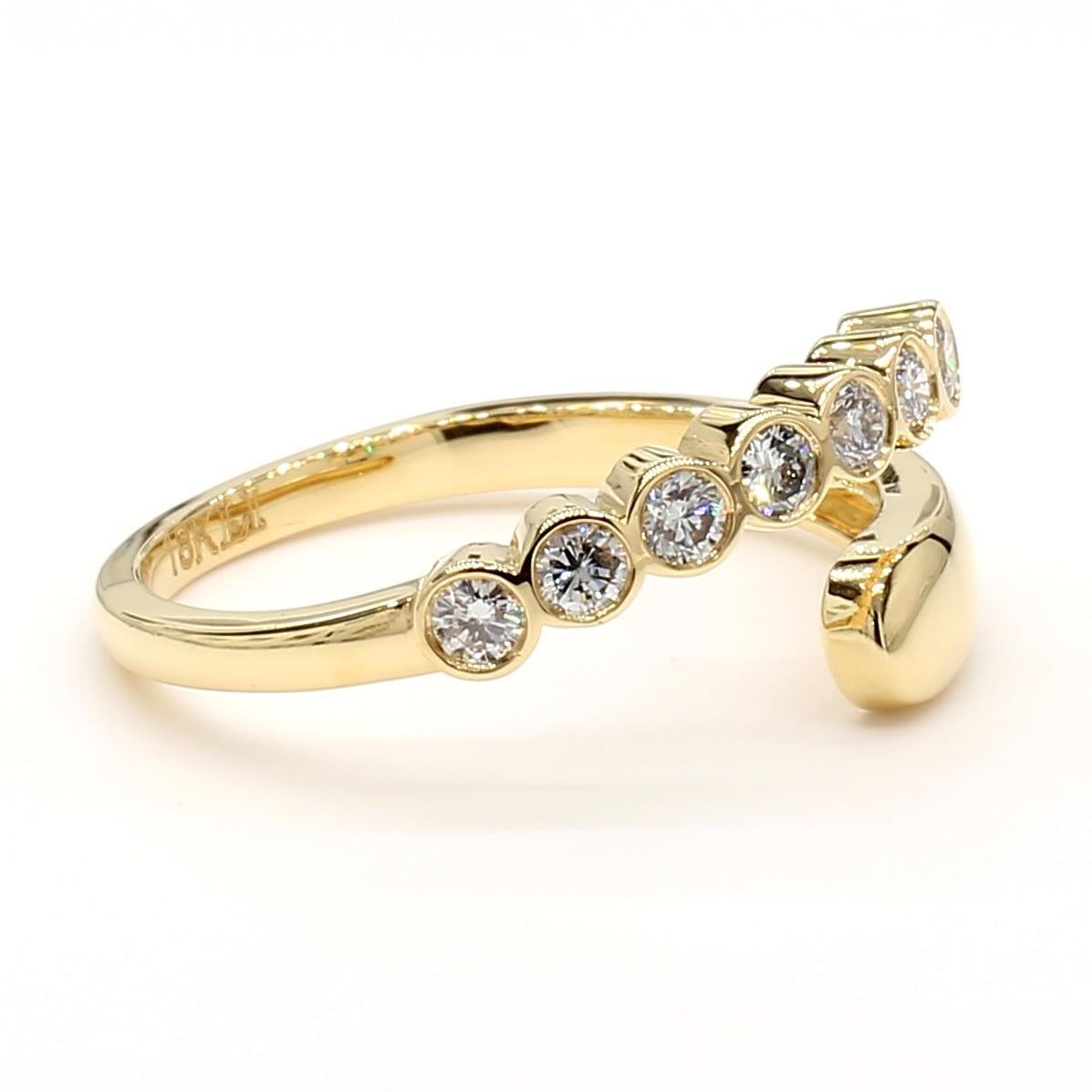 Taille ronde Bague cocktail en or jaune avec diamants ronds blancs naturels de 0.31 carat poids total en vente