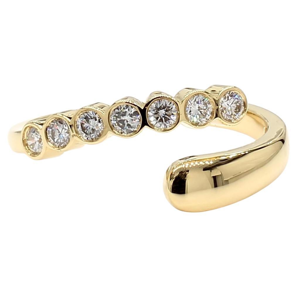 Natural White Round Diamond 0.31 Carat TW Yellow Gold Cocktail Band