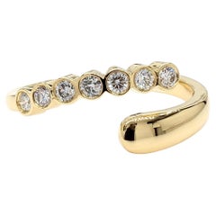 Natural White Round Diamond 0.31 Carat TW Yellow Gold Cocktail Band