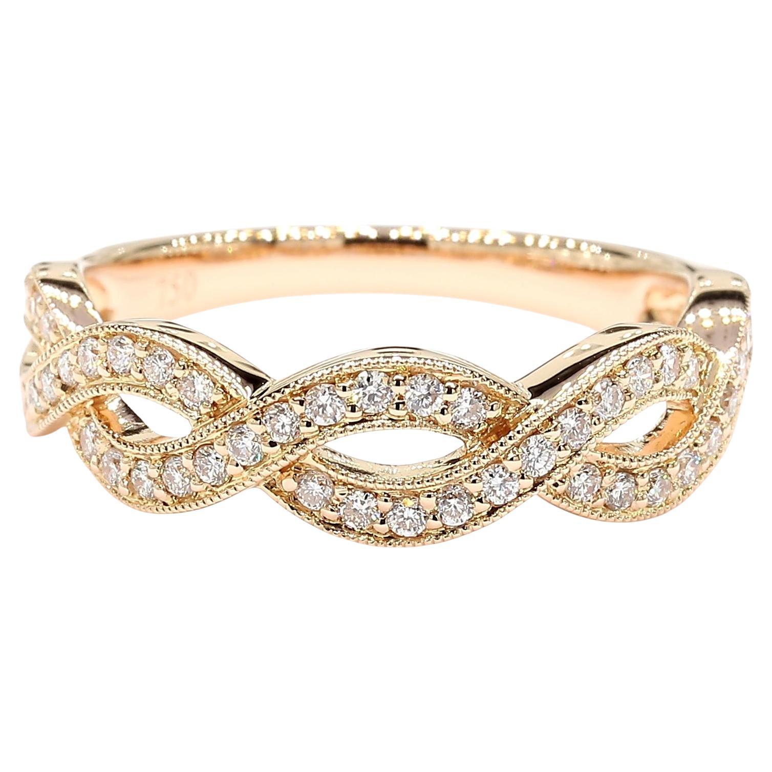 Natural White Round Diamond 0.32 Carat TW Rose Gold Cocktail Band For Sale