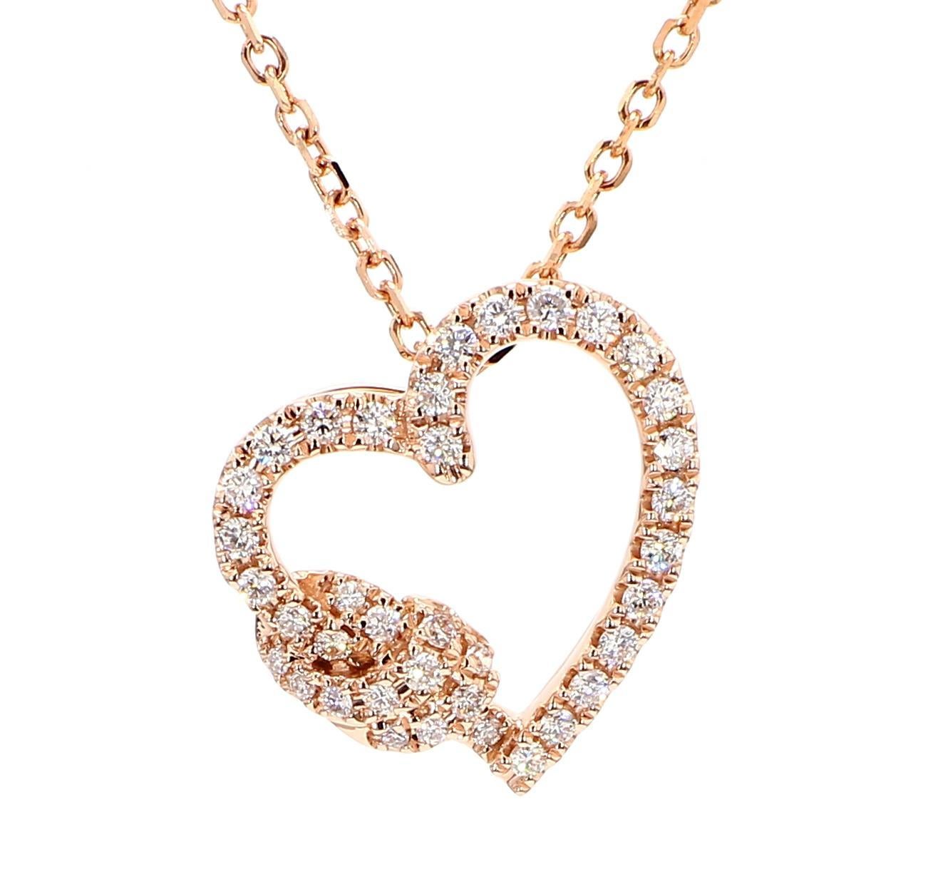 Contemporain Pendentif en or rose avec diamants ronds blancs naturels de 0.34 carat poids total en vente