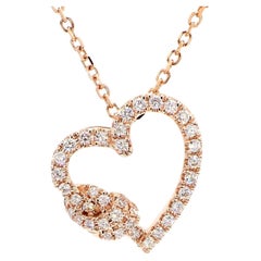 Natürlicher weißer runder Diamant 0.34 Karat TW Roségold Tropfenanhänger
