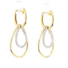 Natural White Round Diamond 0.35 Carat TW Gold Earrings