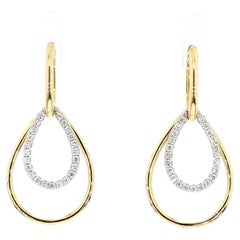 Natural White Round Diamond 0.35 Carat TW Gold Earrings