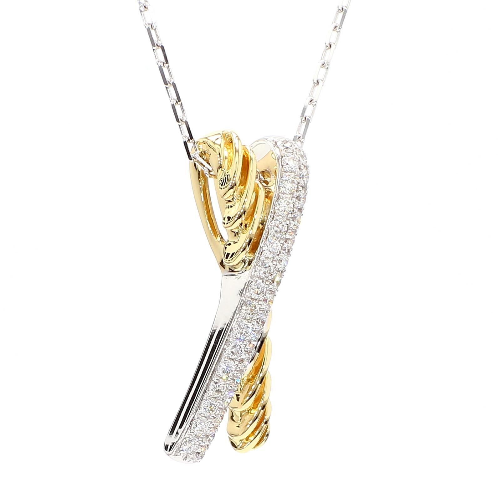 Taille ronde Pendentif en or blanc naturel avec diamant rond de 0,38 carat poids total en vente