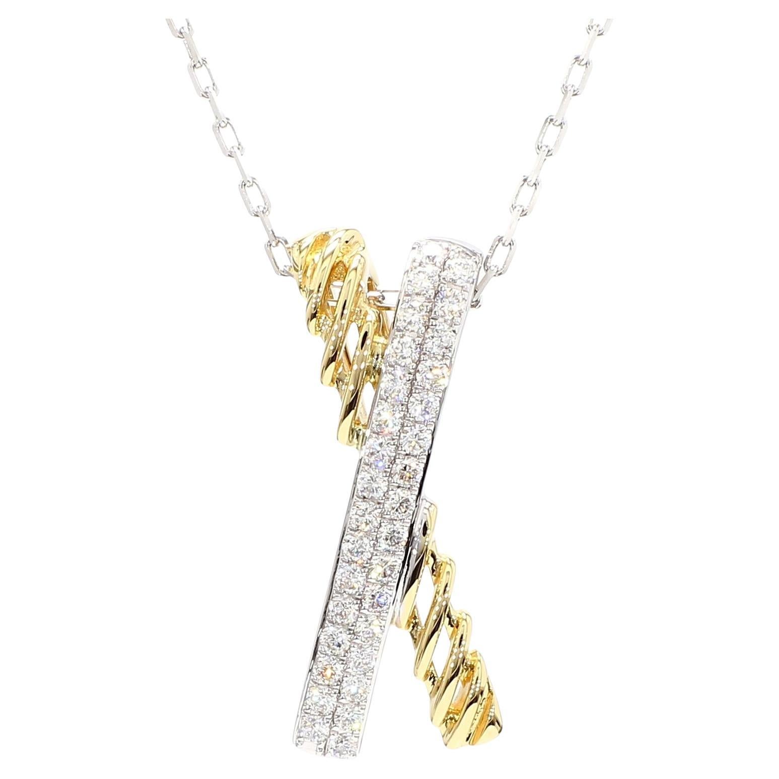 Natural White Round Diamond 0.38 Carat TW Gold Drop Pendant