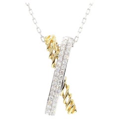 Natural White Round Diamond 0.38 Carat TW Gold Drop Pendant