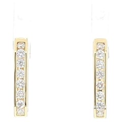Natural White Round Diamond 0.41 Carat TW Gold Earrings