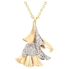 Pendentif en or jaune avec diamants ronds blancs naturels de 0.41 carat poids total