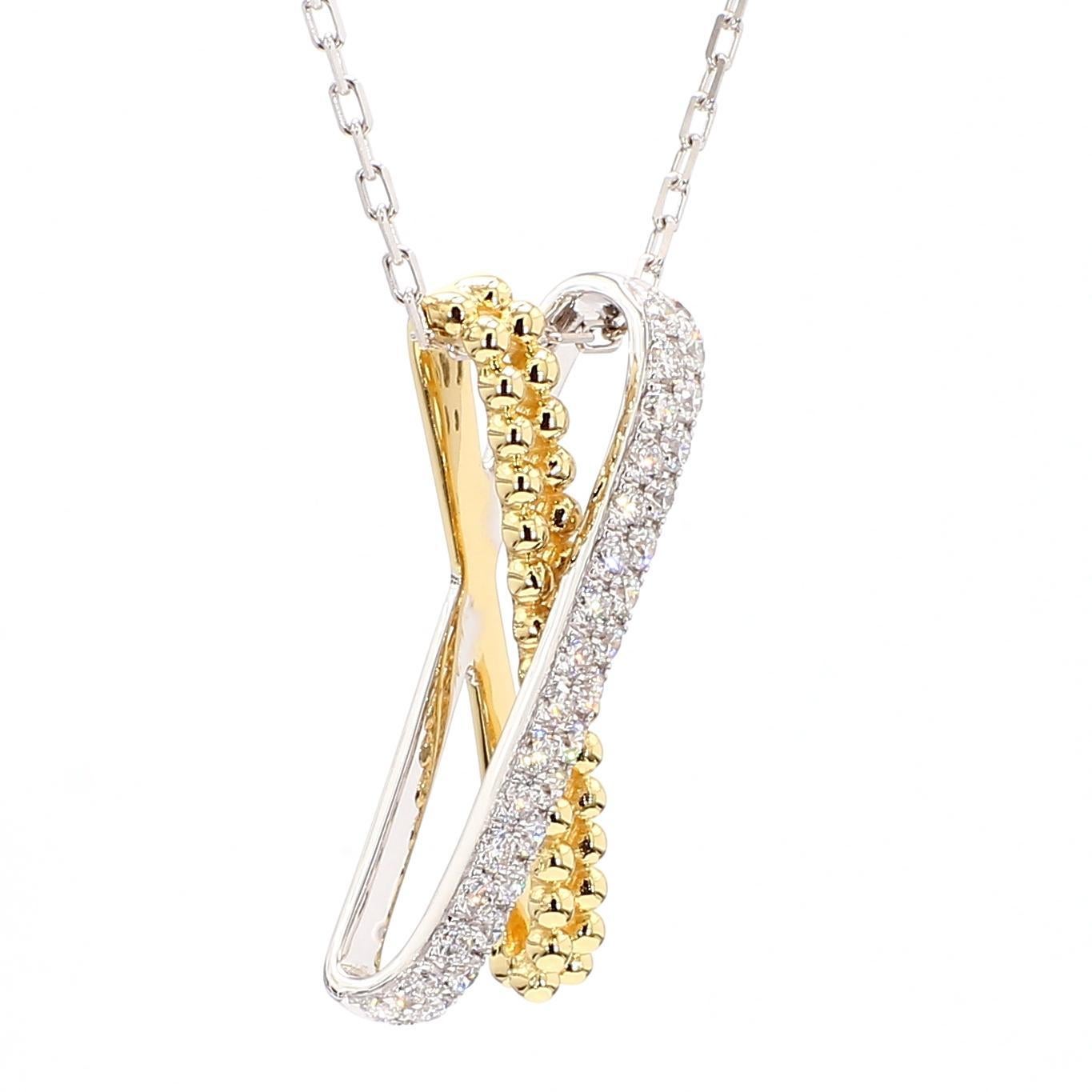 Taille ronde Pendentif en or blanc naturel de 0.42 carat poids total en vente