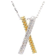 Natural White Round Diamond 0.42 Carat TW Gold Drop Pendant