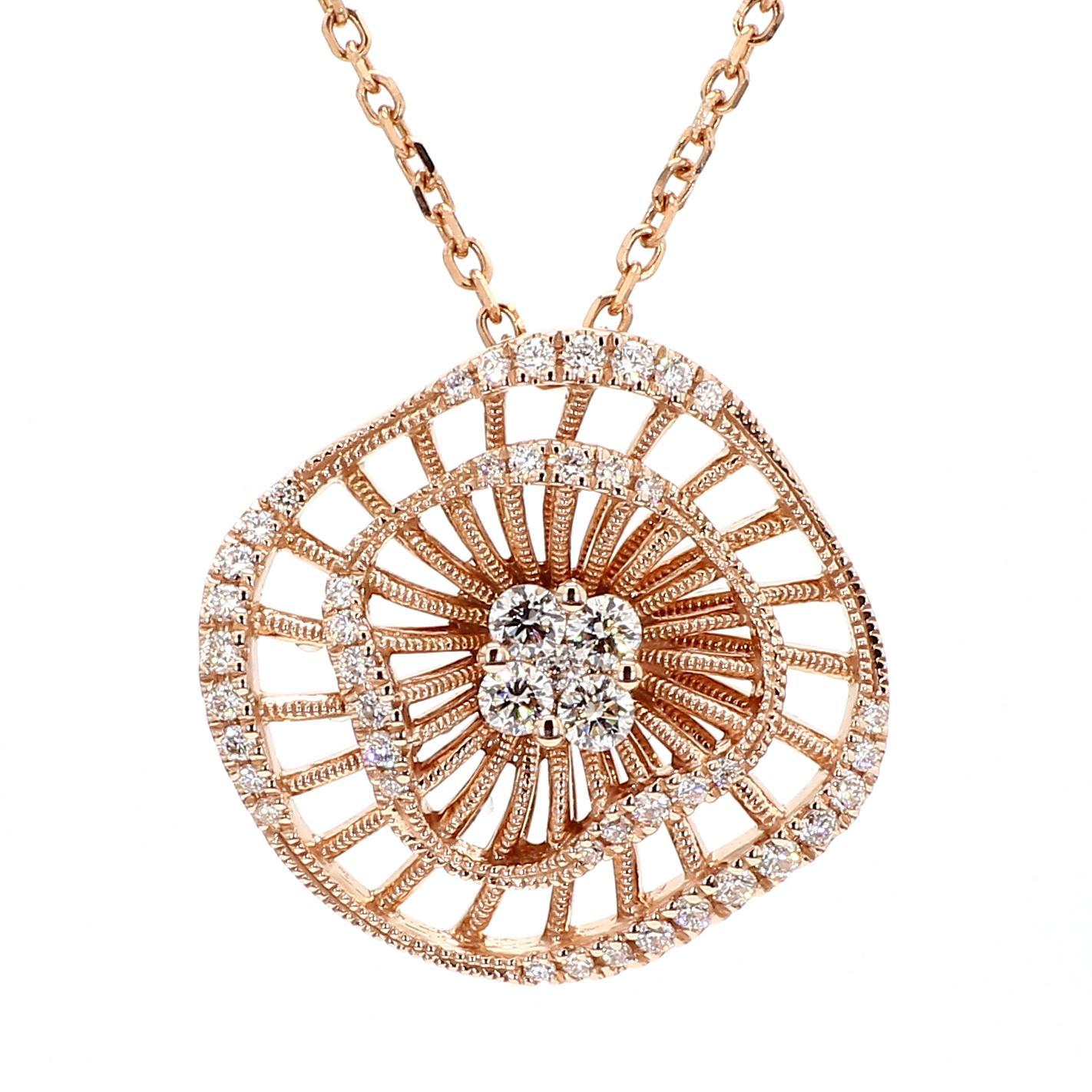 Contemporain Pendentif en or blanc avec diamant rond naturel de 0.45 carat TW en vente