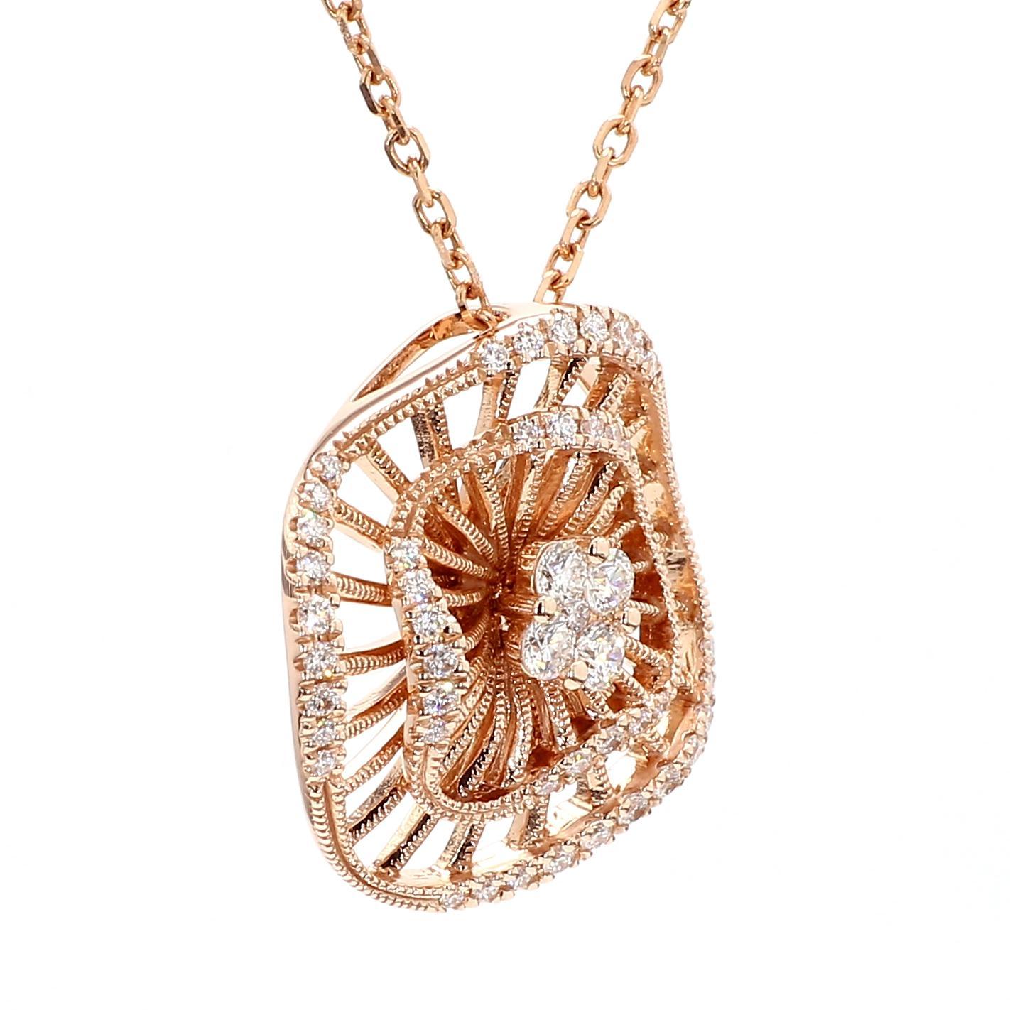 Taille ronde Pendentif en or blanc avec diamant rond naturel de 0.45 carat TW en vente