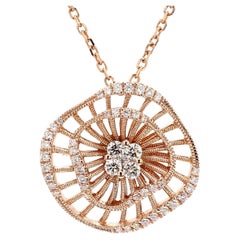 Natural White Round Diamond 0.45 Carat TW White Gold Drop Pendant