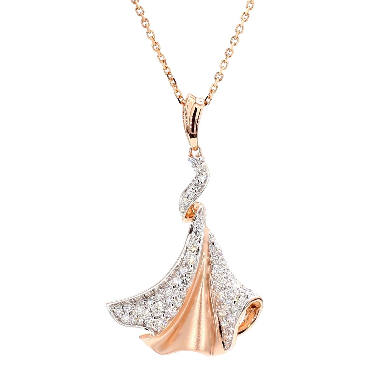 Contemporain Pendentif en or rose avec diamants ronds blancs naturels de 0.46 carat poids total en vente