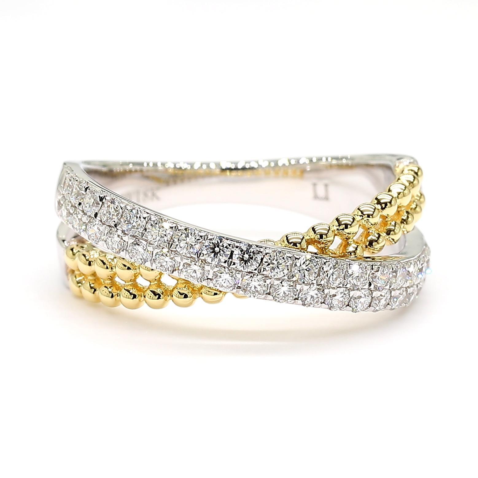 Cocktailring, natürlicher weißer runder Diamant 0,50 Karat TW Gold (Zeitgenössisch) im Angebot