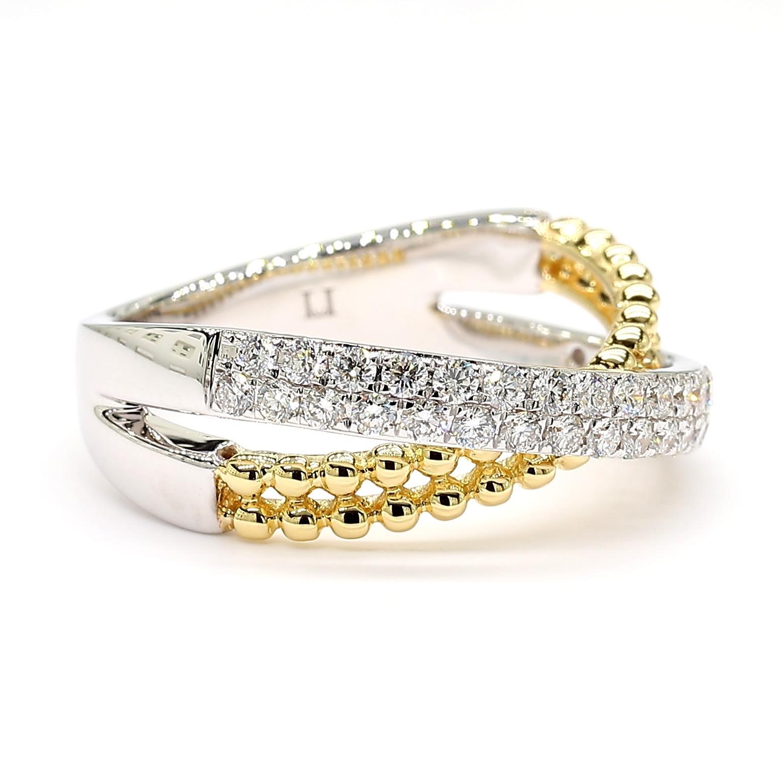Cocktailring, natürlicher weißer runder Diamant 0,50 Karat TW Gold (Rundschliff) im Angebot