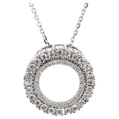 Natural White Round Diamond 0.51 Carat TW White Gold Drop Pendant