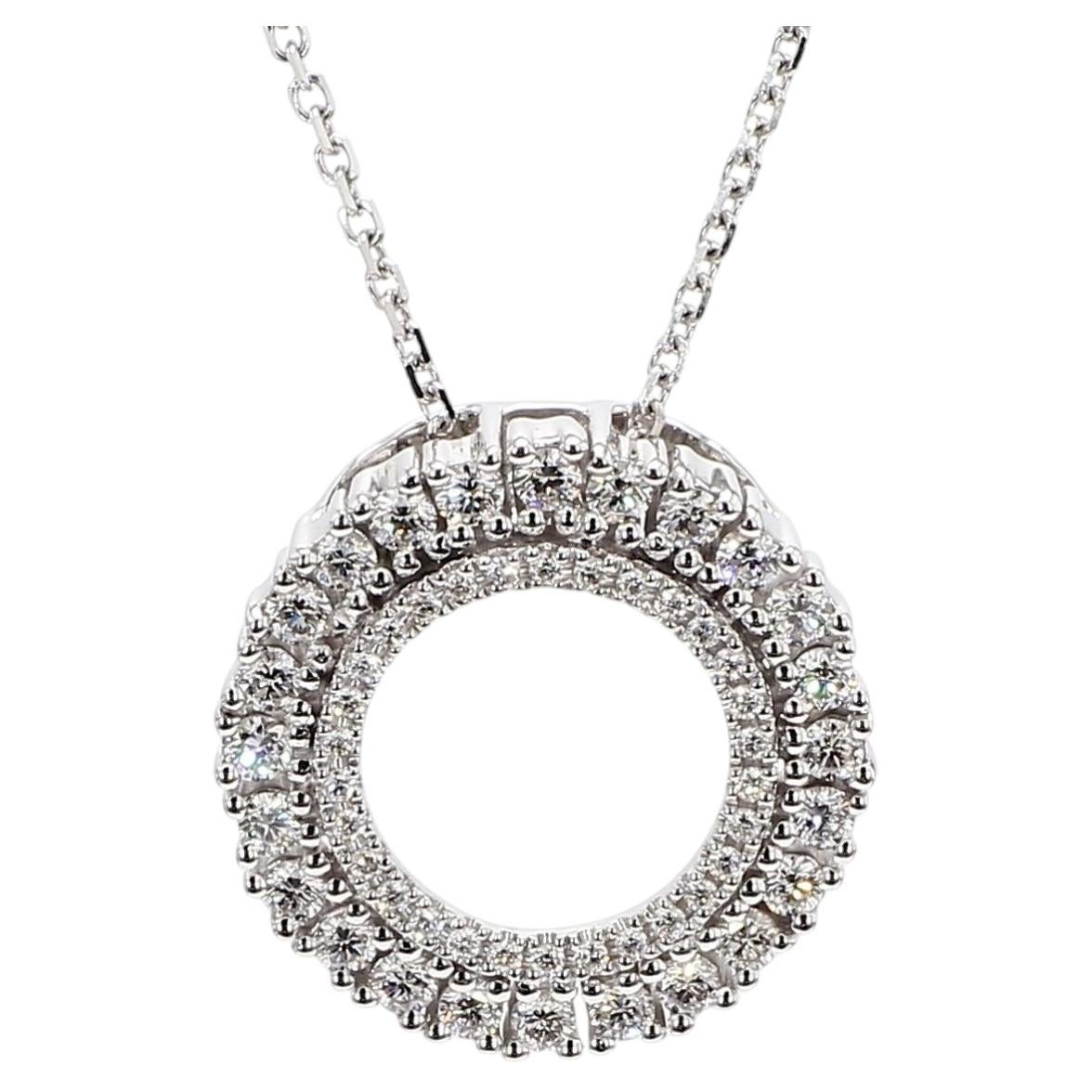 Natural White Round Diamond 0.51 Carat TW White Gold Drop Pendant