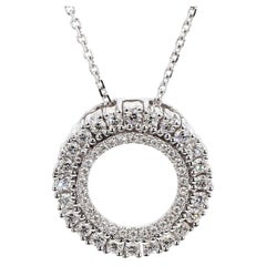 Natural White Round Diamond 0.51 Carat TW White Gold Drop Pendant