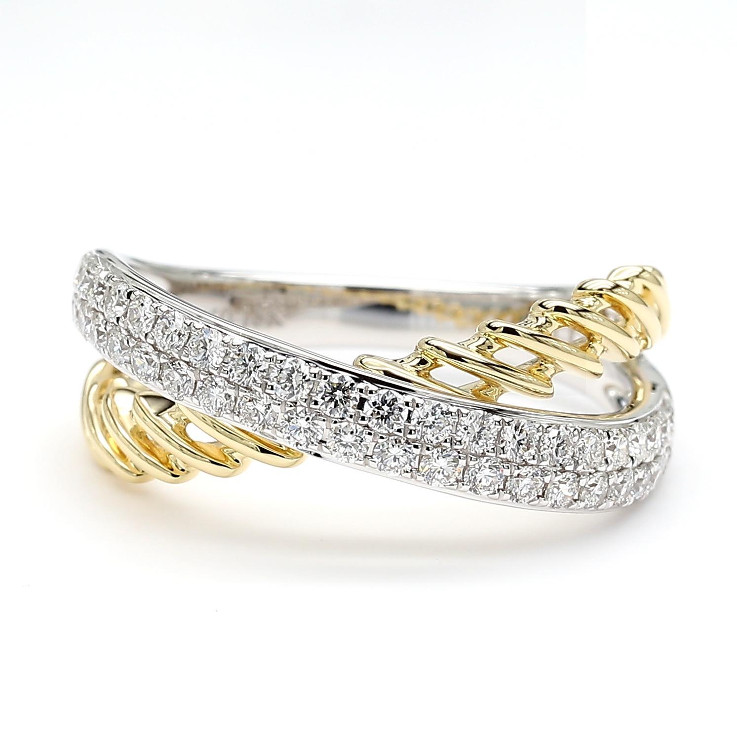 Cocktailring, natürlicher weißer runder Diamant 0.52 Karat TW Gold (Zeitgenössisch) im Angebot