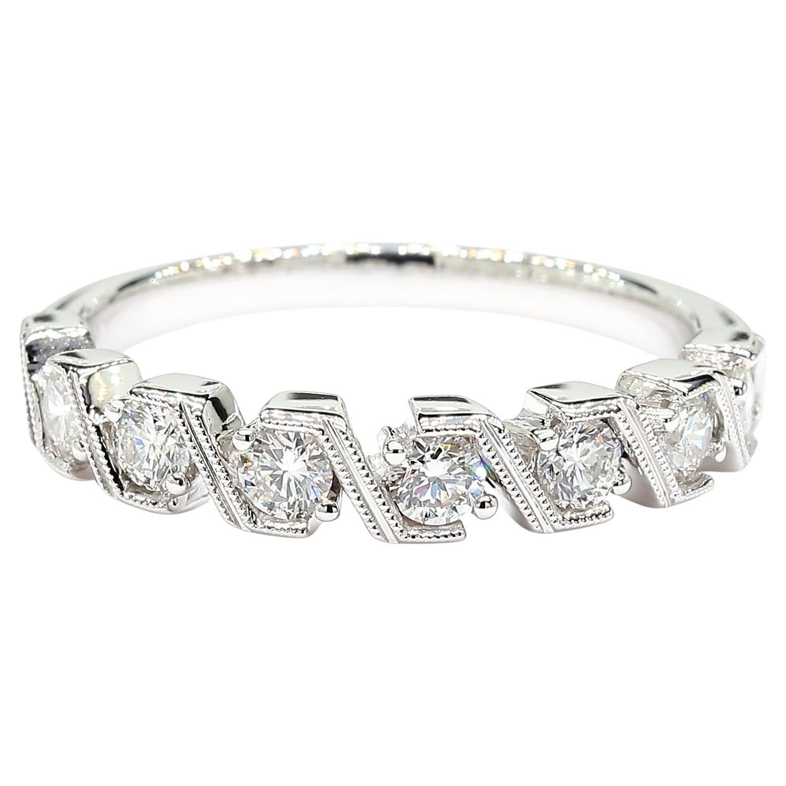Natural White Round Diamond 0.52 Carat TW White Gold wedding Band