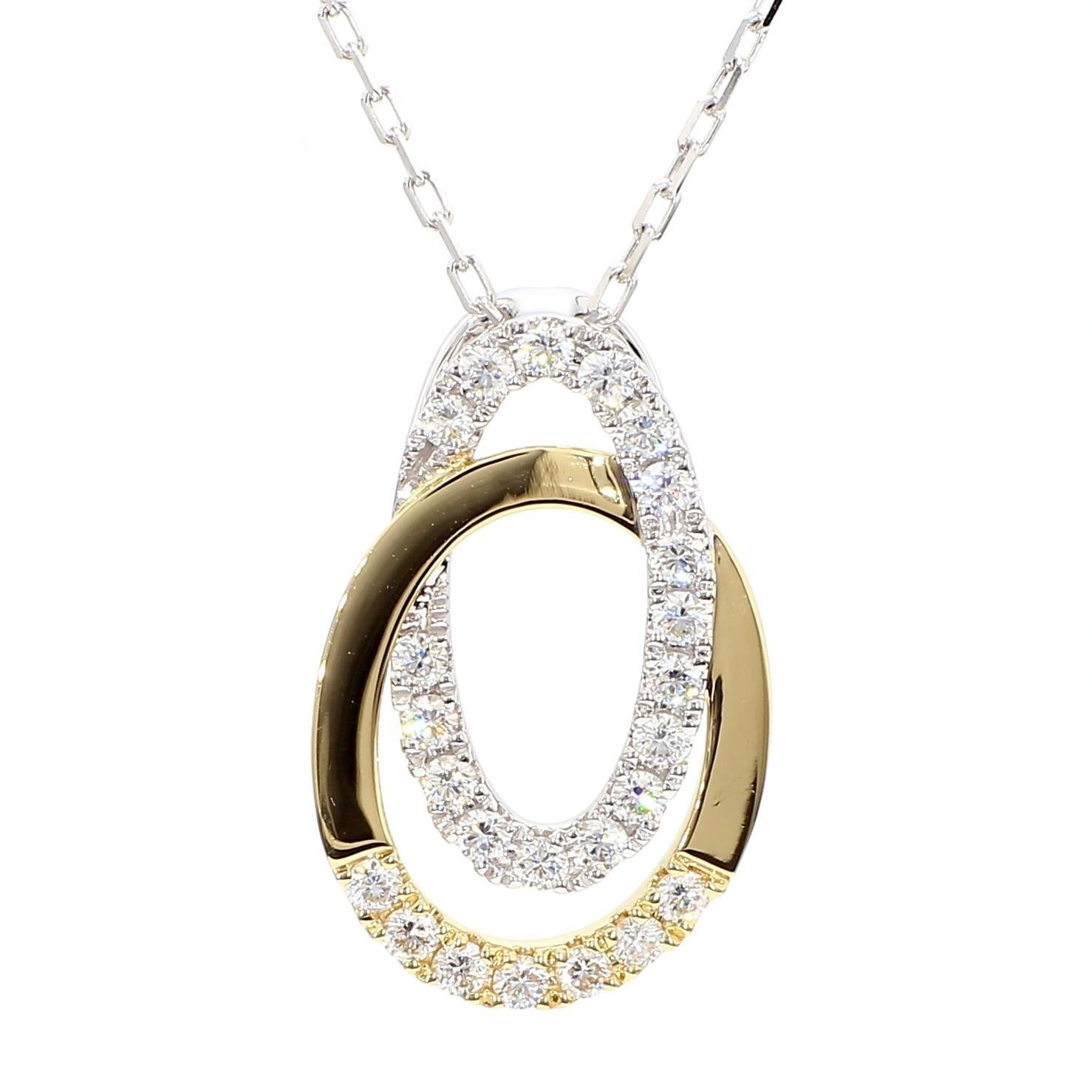 Contemporaneo Ciondolo a goccia in oro con diamante tondo bianco naturale da 0,53 carati TW in vendita