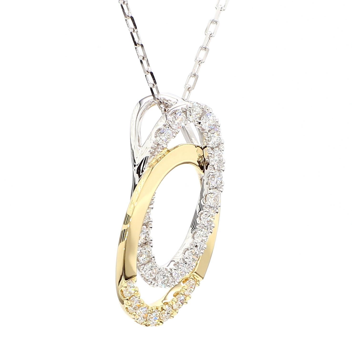Taglio rotondo Ciondolo a goccia in oro con diamante tondo bianco naturale da 0,53 carati TW in vendita