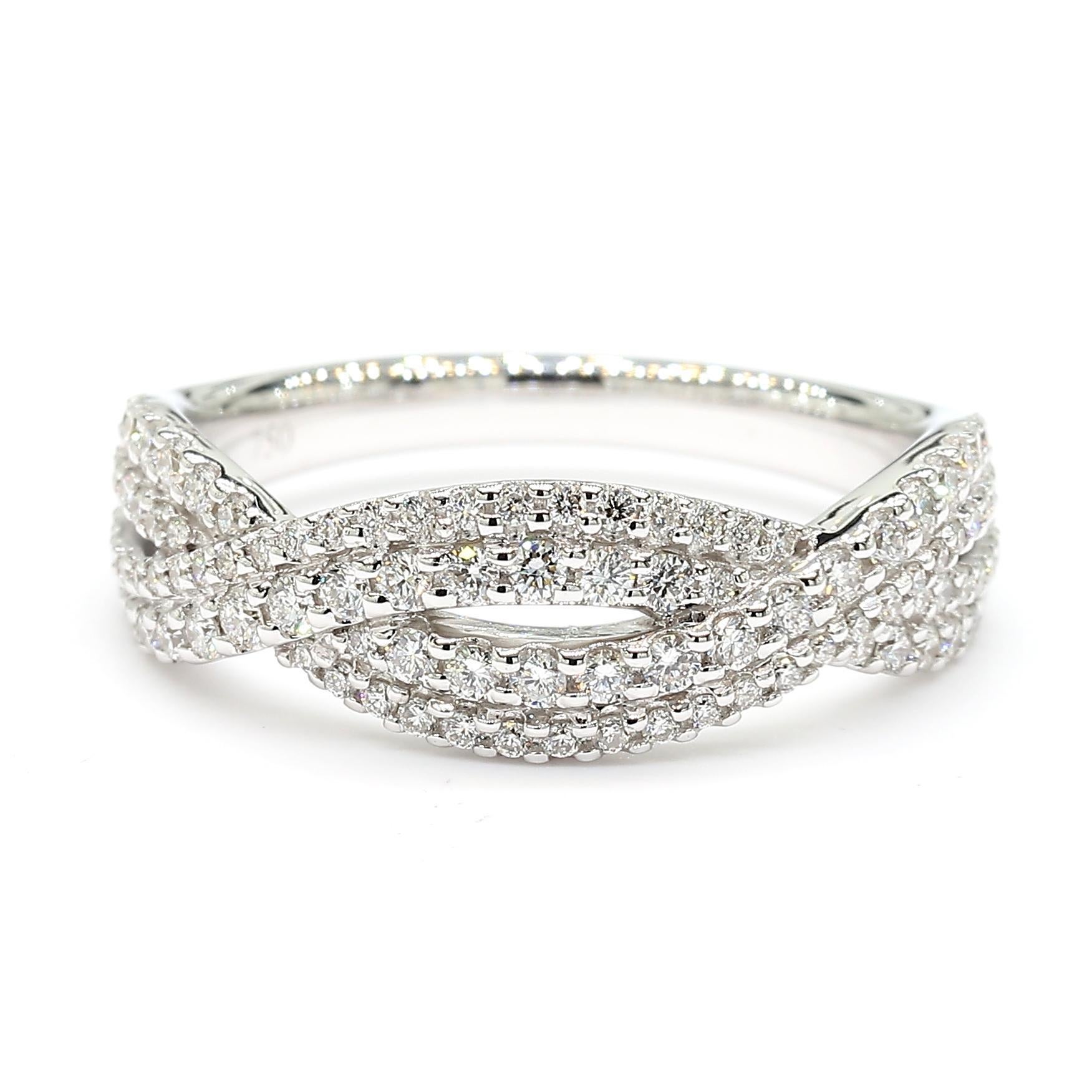 Cocktailring, natürlicher weißer runder Diamant 0.53 Karat TW Weißgold (Zeitgenössisch) im Angebot