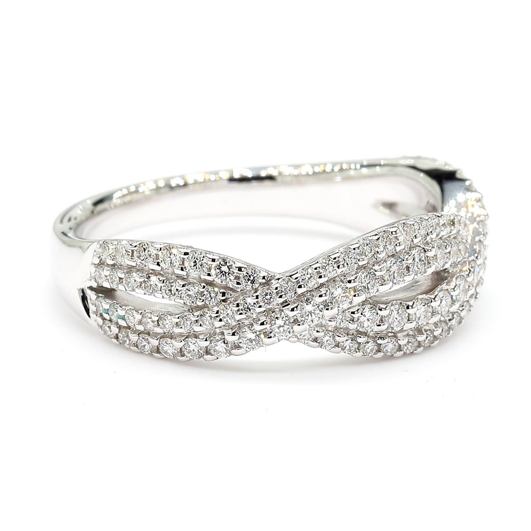 Cocktailring, natürlicher weißer runder Diamant 0.53 Karat TW Weißgold (Rundschliff) im Angebot