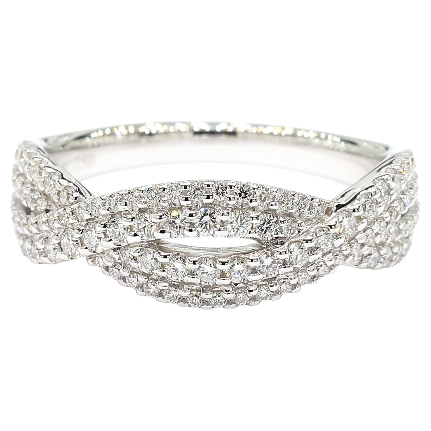 Natural White Round Diamond 0.53 Carat TW White Gold Cocktail Band