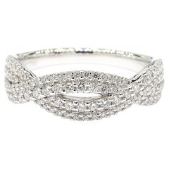 Natural White Round Diamond 0.53 Carat TW White Gold Cocktail Band