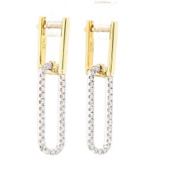 Natural White Round Diamond 0.54 Carat TW Gold Earrings