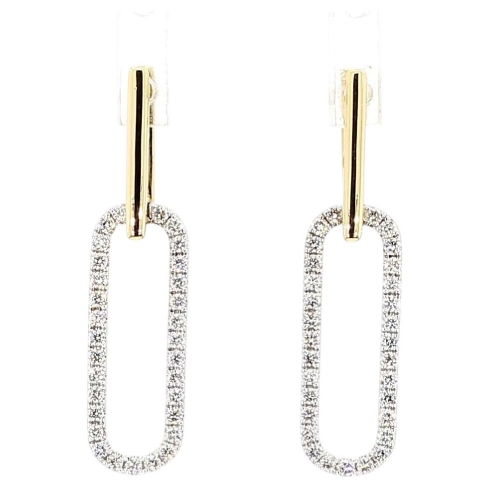 Natural White Round Diamond 0.54 Carat TW Gold Earrings