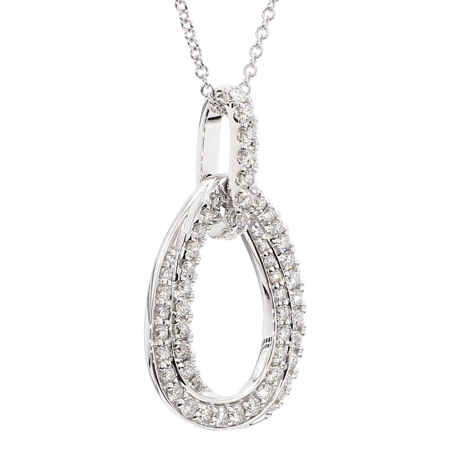 Taille ronde Pendentif en or blanc avec diamant rond naturel de 0.54 carat TW en vente