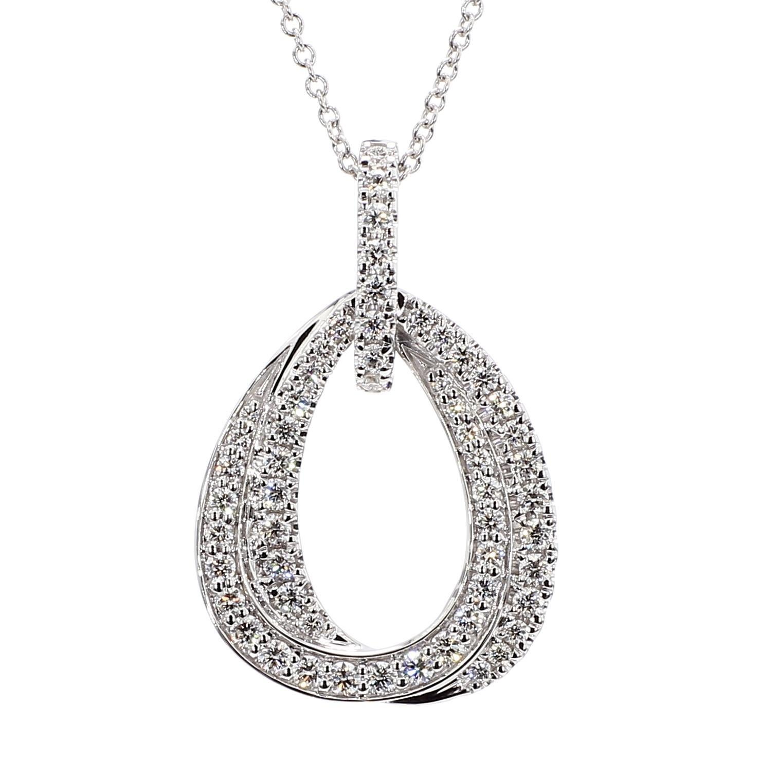 Pendentif en or blanc avec diamant rond naturel de 0.54 carat TW