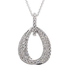 natürlicher weißer runder Diamant 0.54 Karat TW Weißgold Tropfenanhänger