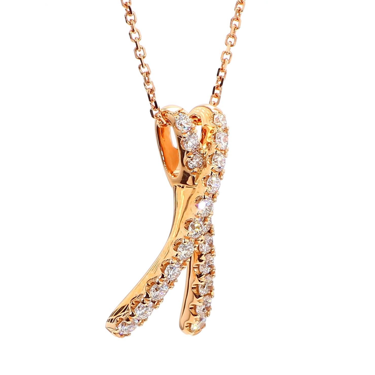 Contemporain Pendentif en or rose avec diamants ronds blancs naturels de 0.55 carat poids total en vente