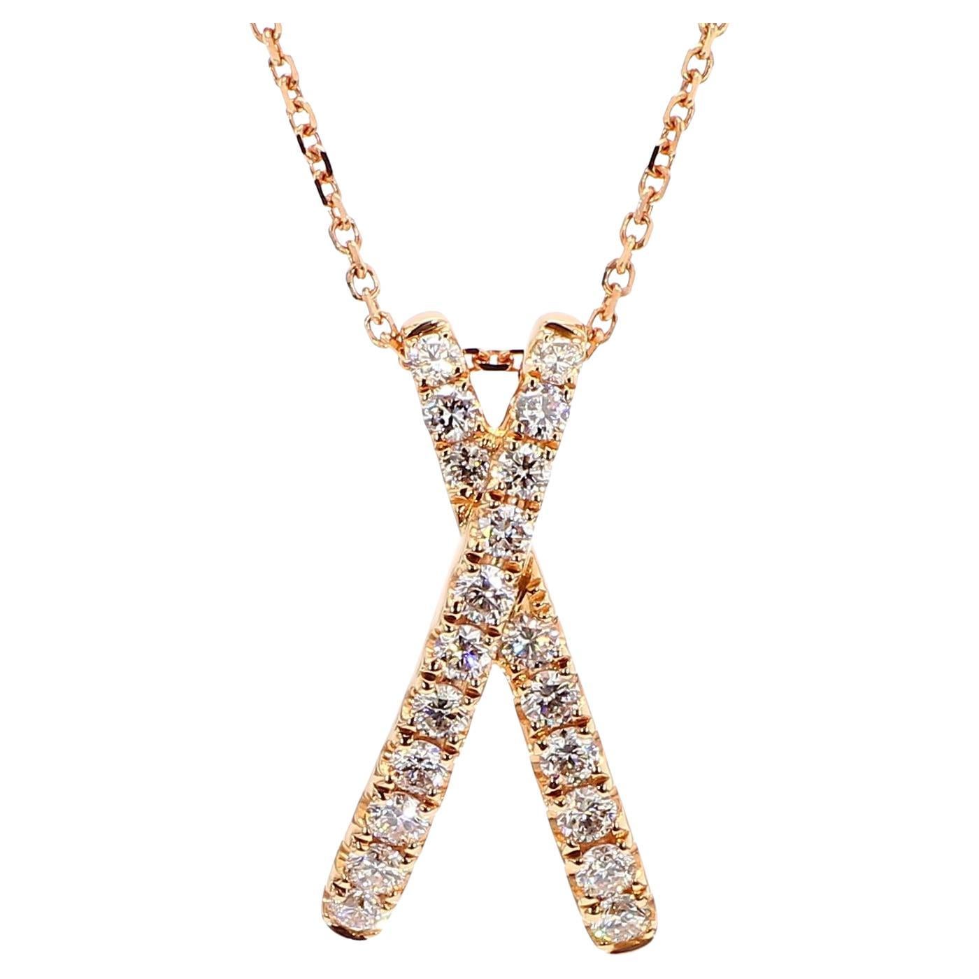 Pendentif en or rose avec diamants ronds blancs naturels de 0.55 carat poids total