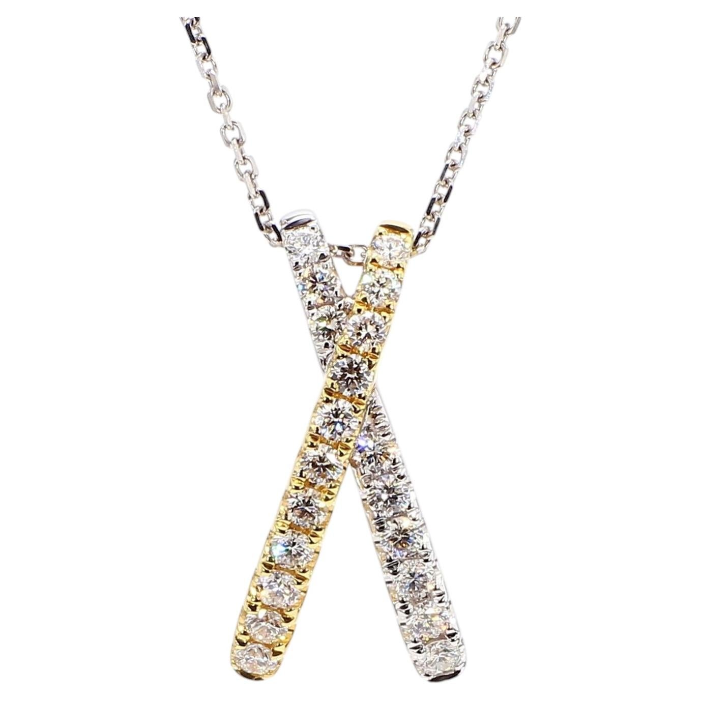 Natural White Round Diamond 0.55 Carat TW White Gold Drop Pendant