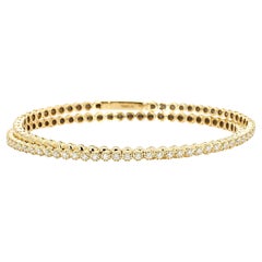 Natural White Round Diamond 0.55 Carat TW Yellow Gold Stack Bracelet