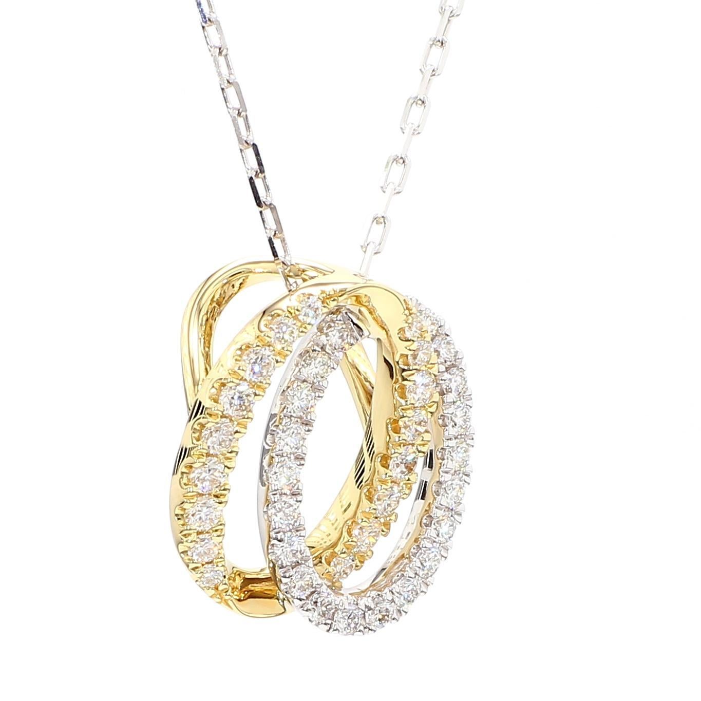 Taille ronde Pendentif en or blanc naturel de 0,56 carat poids total en vente