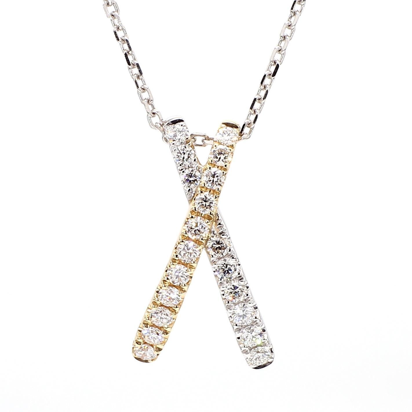 Contemporain Pendentif en or jaune avec diamants ronds blancs naturels de 0.56 carat poids total en vente