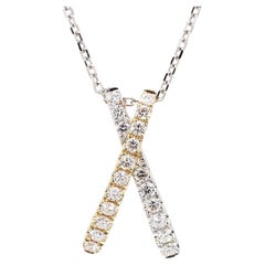 Natural White Round Diamond 0.56 Carat TW Yellow Gold Drop Pendant