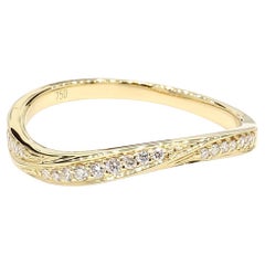 Natural White Round Diamond 0.56 Carat TW Yellow Gold Wedding Band
